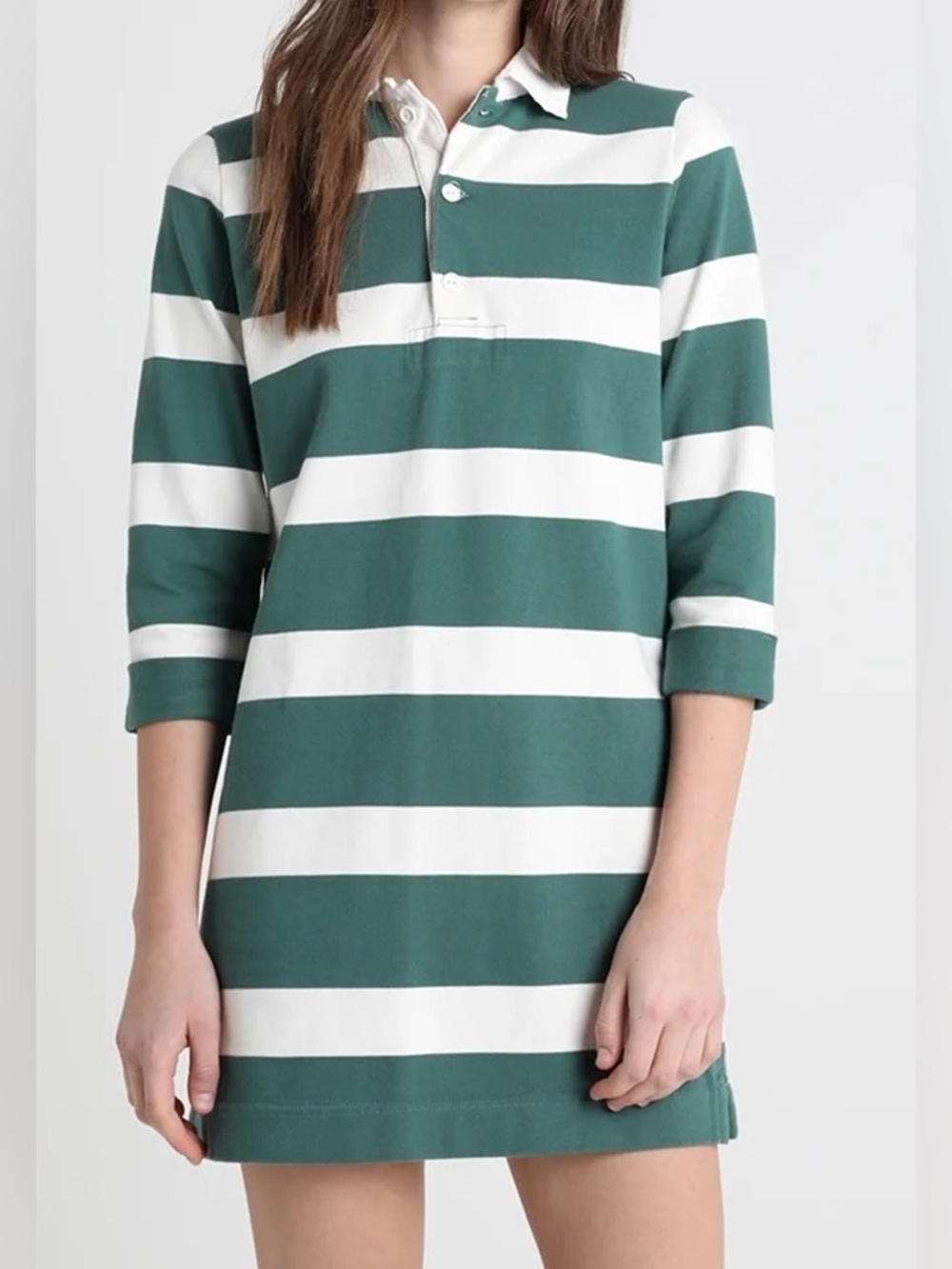 Abercrombie & Fitch | Green and White Striped Rugby Dress